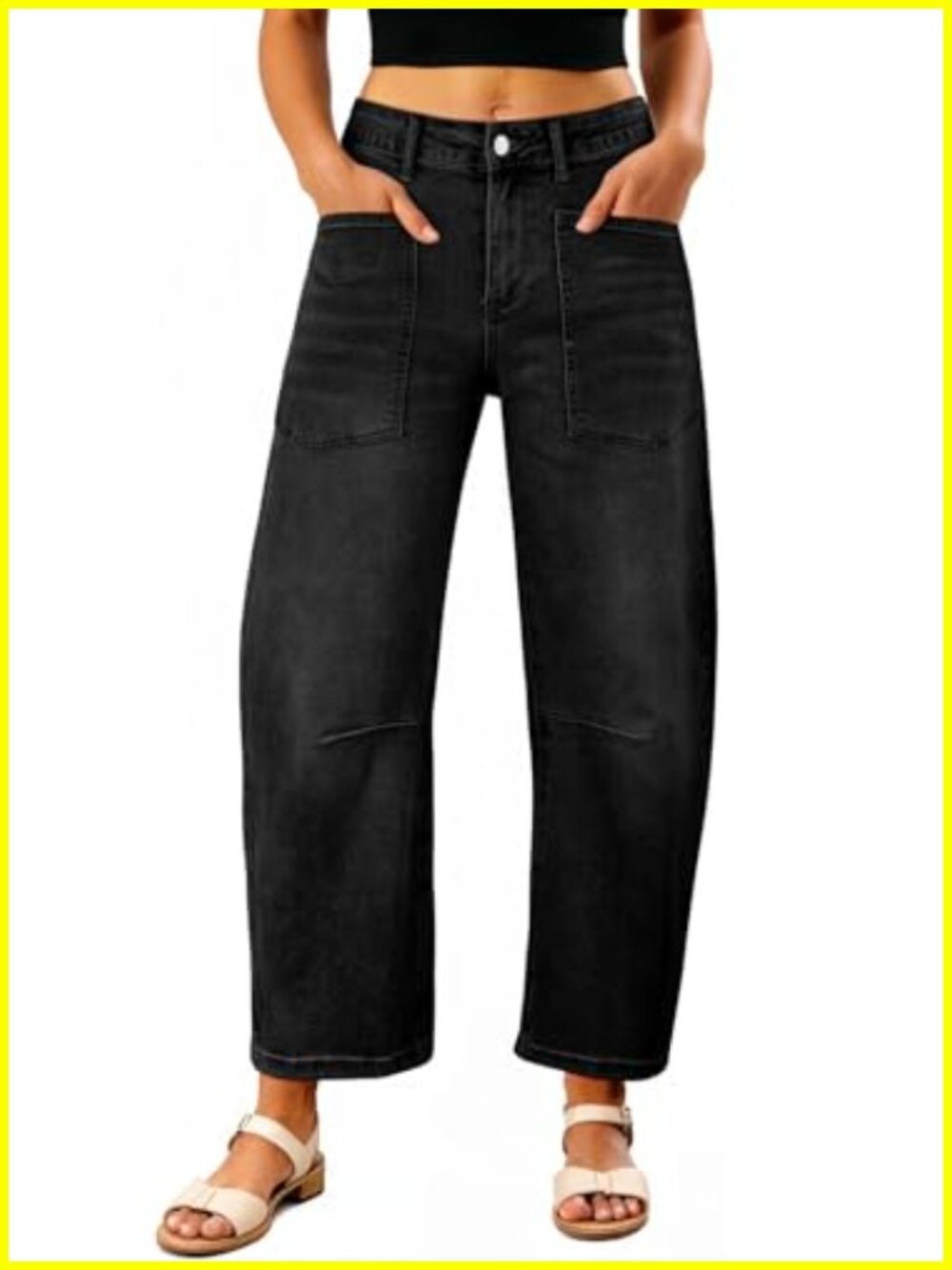 Baggy Stretch Cropped Wide Leg High Rise Barrel Jeans Women Denim